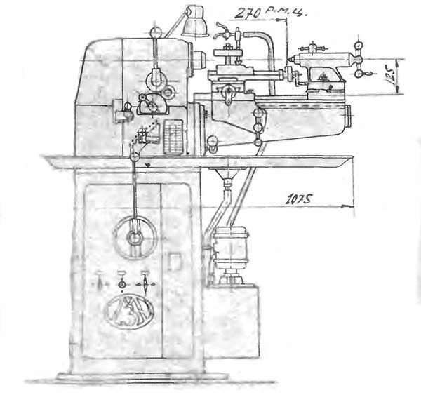 1613 Д Габаритні розміри робочого простору токарно-гвинторізного верстата
